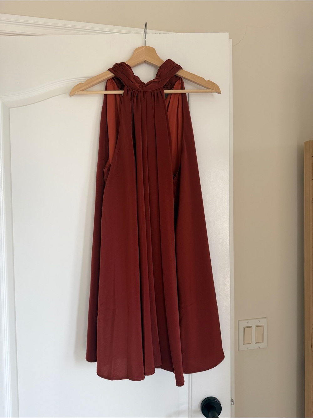 Vici’s Halter Midi Dress in Deep Rust